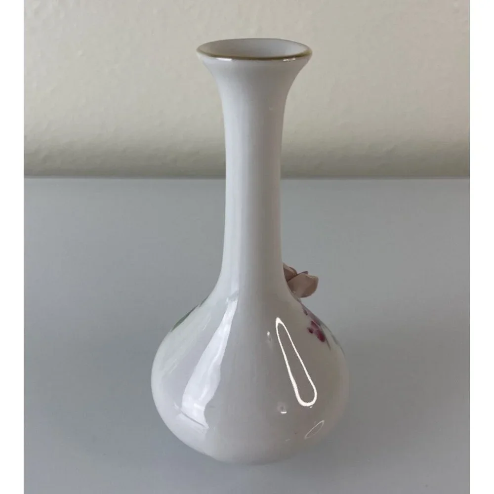 Vintage Made in Occupied Japan Vase w/ 3D Rose Small Bud Vase 4.75” Home Decor